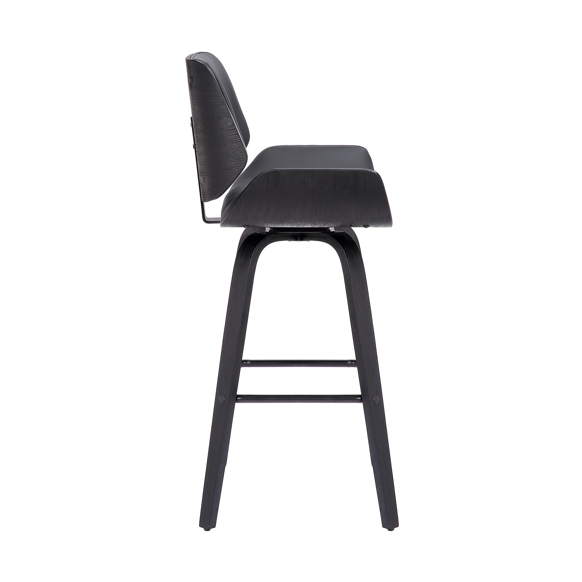 Gray And Black Faux Leather And Iron Swivel Counter Height Bar Chair By Homeroots | Bar Stools | Modishstore - 7