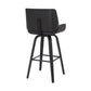 Gray And Black Faux Leather And Iron Swivel Counter Height Bar Chair By Homeroots | Bar Stools | Modishstore - 3