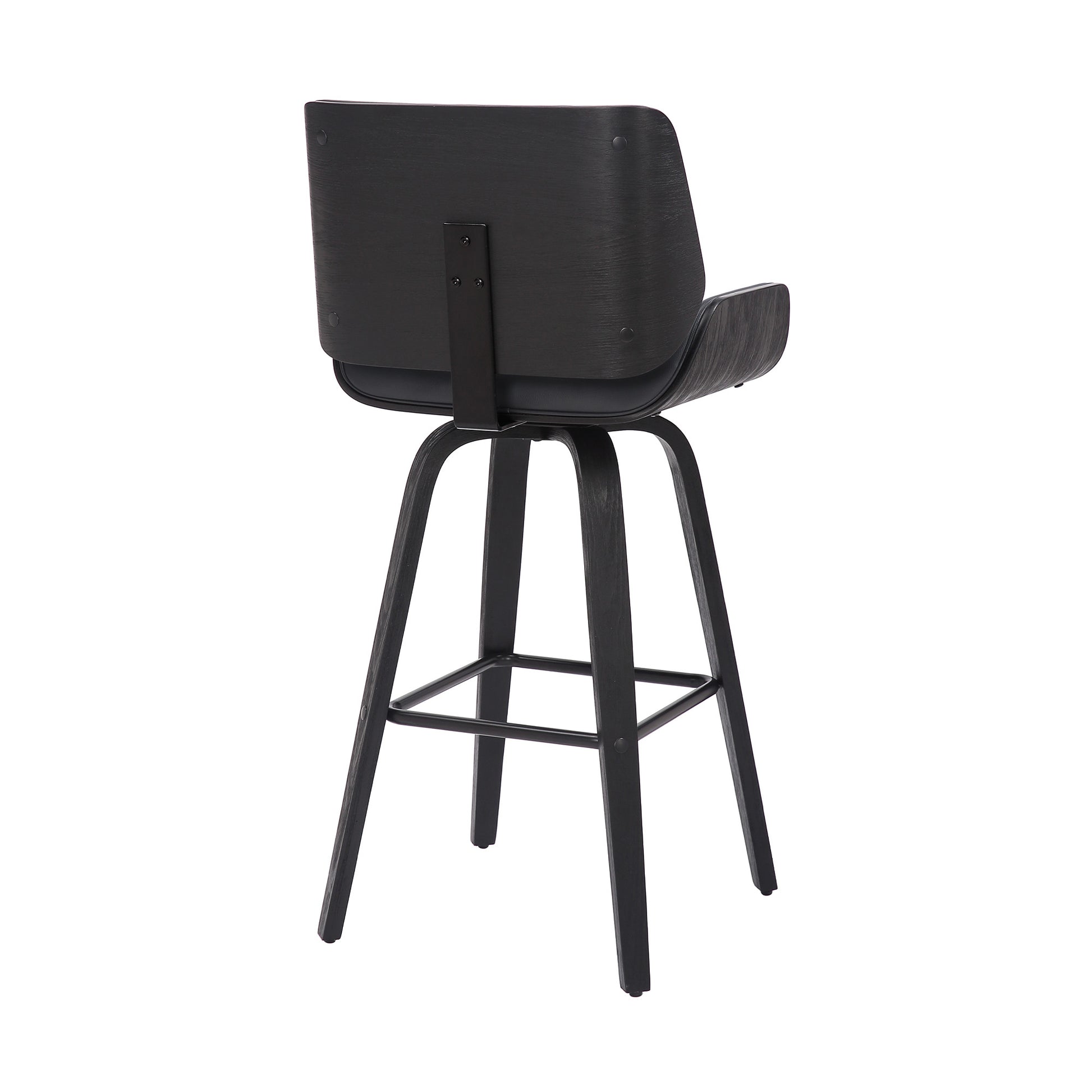 Gray And Black Faux Leather And Iron Swivel Counter Height Bar Chair By Homeroots | Bar Stools | Modishstore - 3