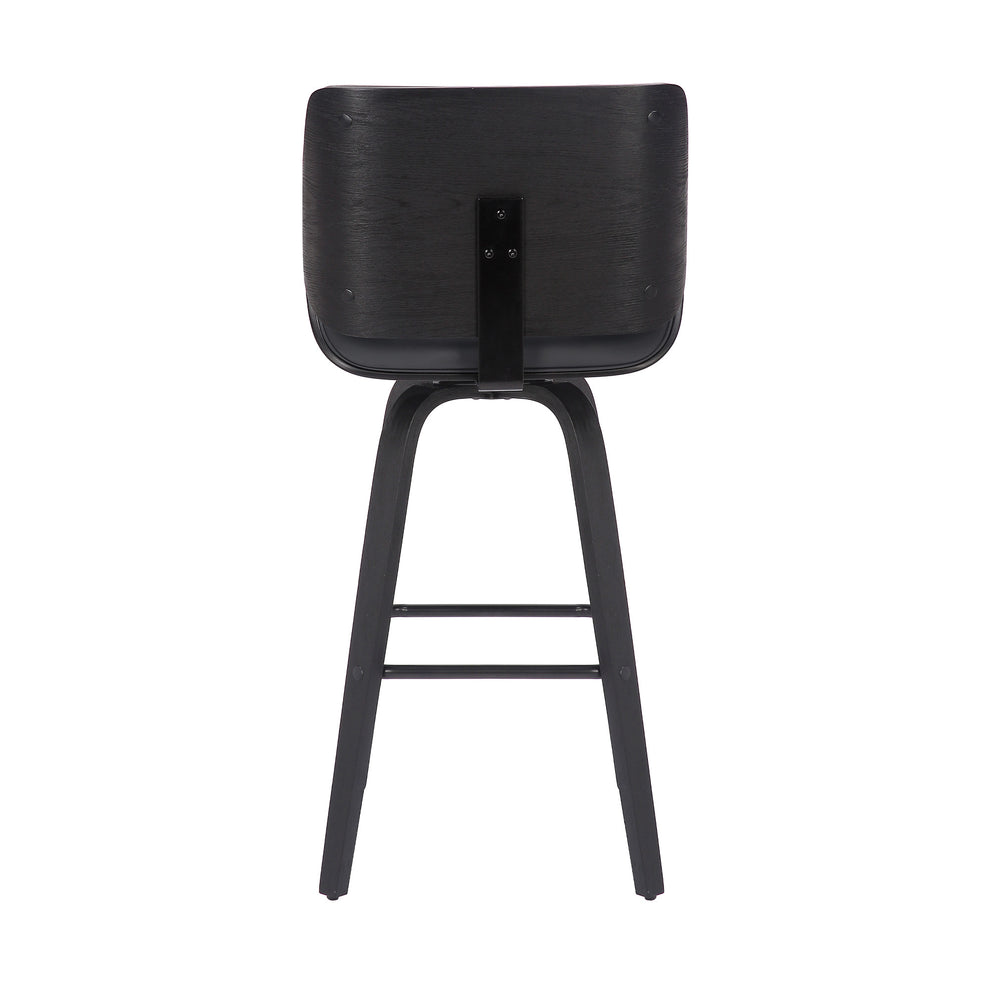 Gray And Black Faux Leather And Iron Swivel Counter Height Bar Chair By Homeroots | Bar Stools | Modishstore - 4