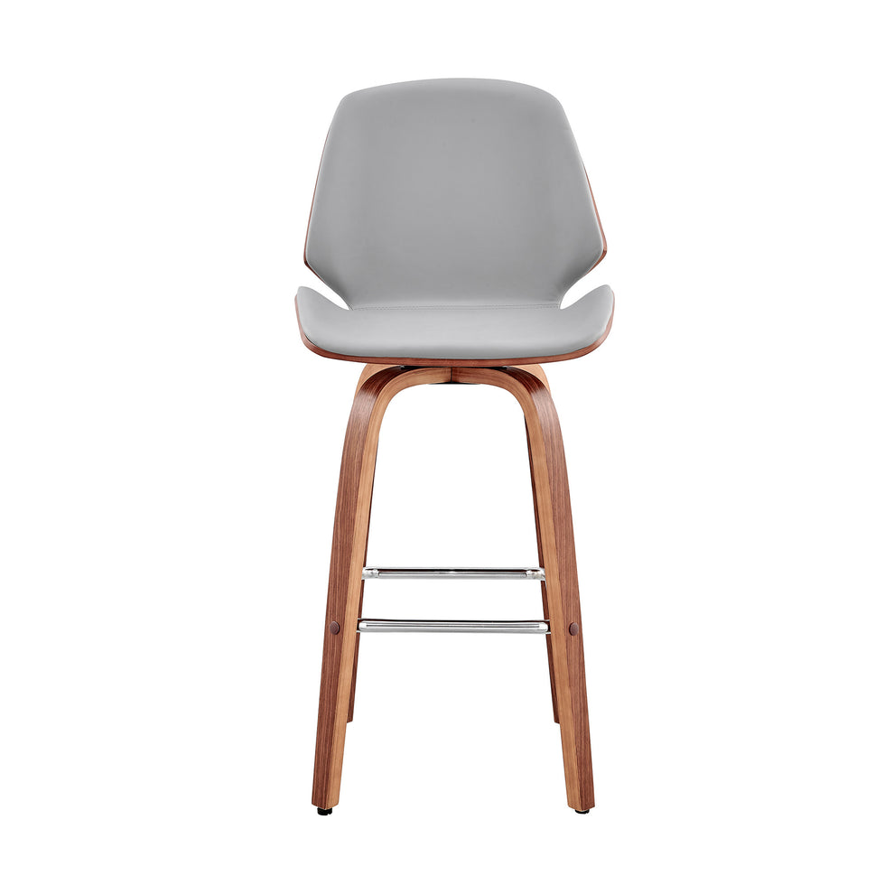 Gray And Brown Swivel Counter Height Bar Chair By Homeroots | Bar Stools | Modishstore - 3