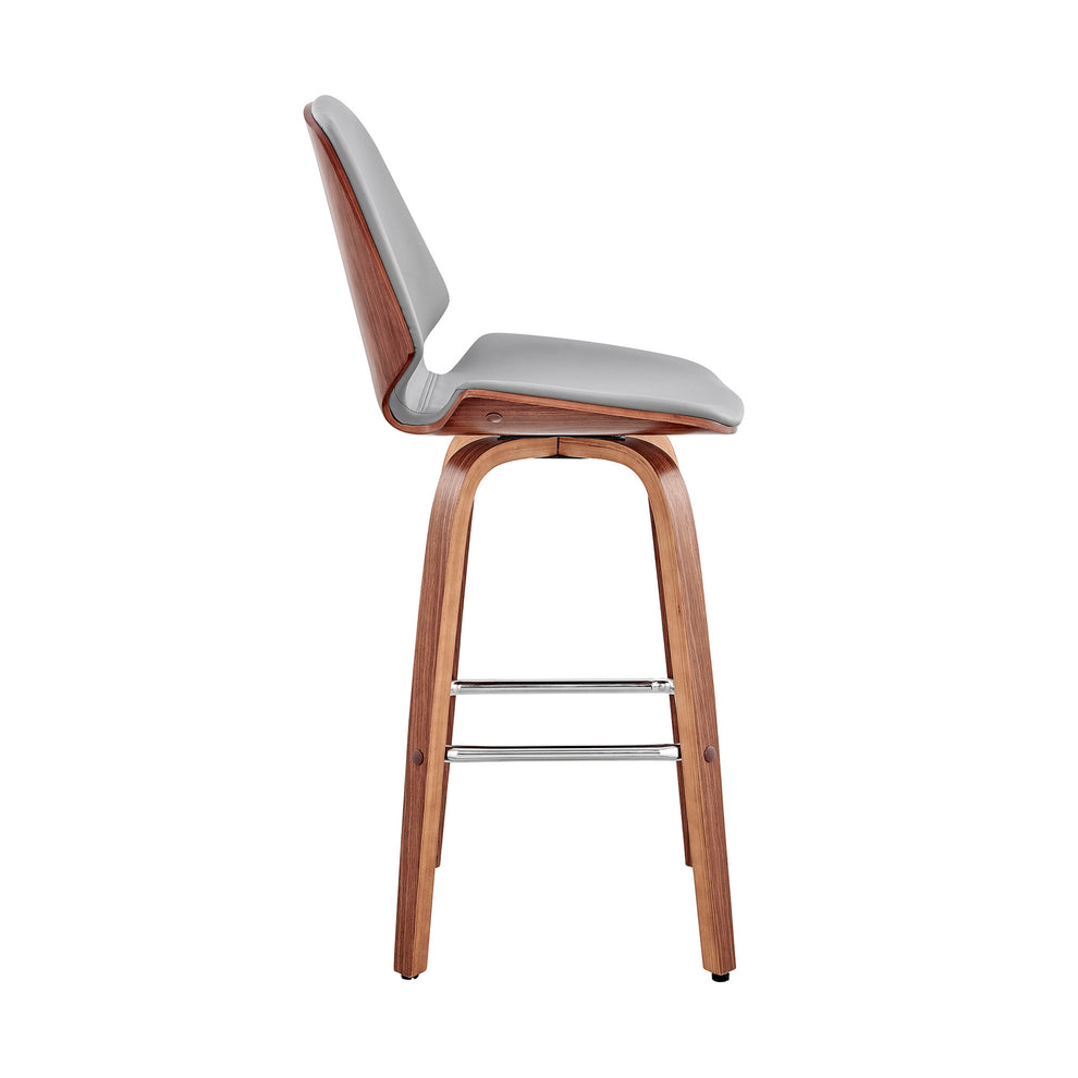 Gray And Brown Swivel Counter Height Bar Chair By Homeroots | Bar Stools | Modishstore - 5