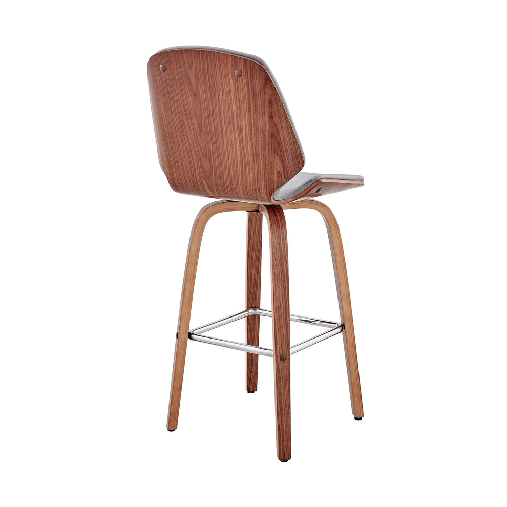 Gray And Brown Swivel Counter Height Bar Chair By Homeroots | Bar Stools | Modishstore - 6