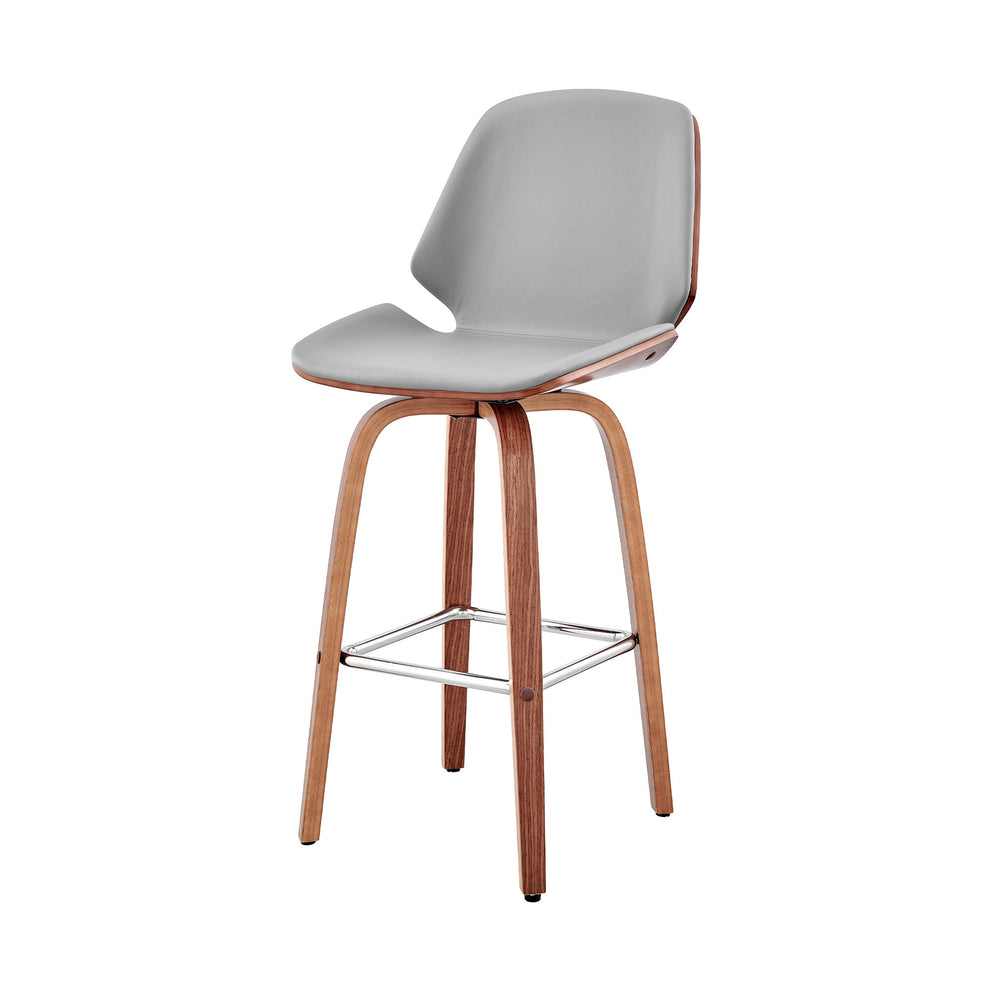 Gray And Brown Swivel Counter Height Bar Chair By Homeroots | Bar Stools | Modishstore - 4