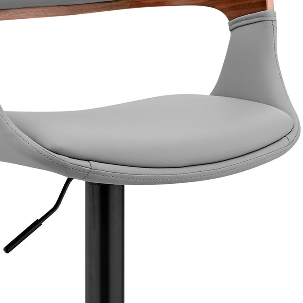 Gray And Black Iron Swivel Low Back Adjustable Height Bar Chair By Homeroots | Bar Stools | Modishstore - 4
