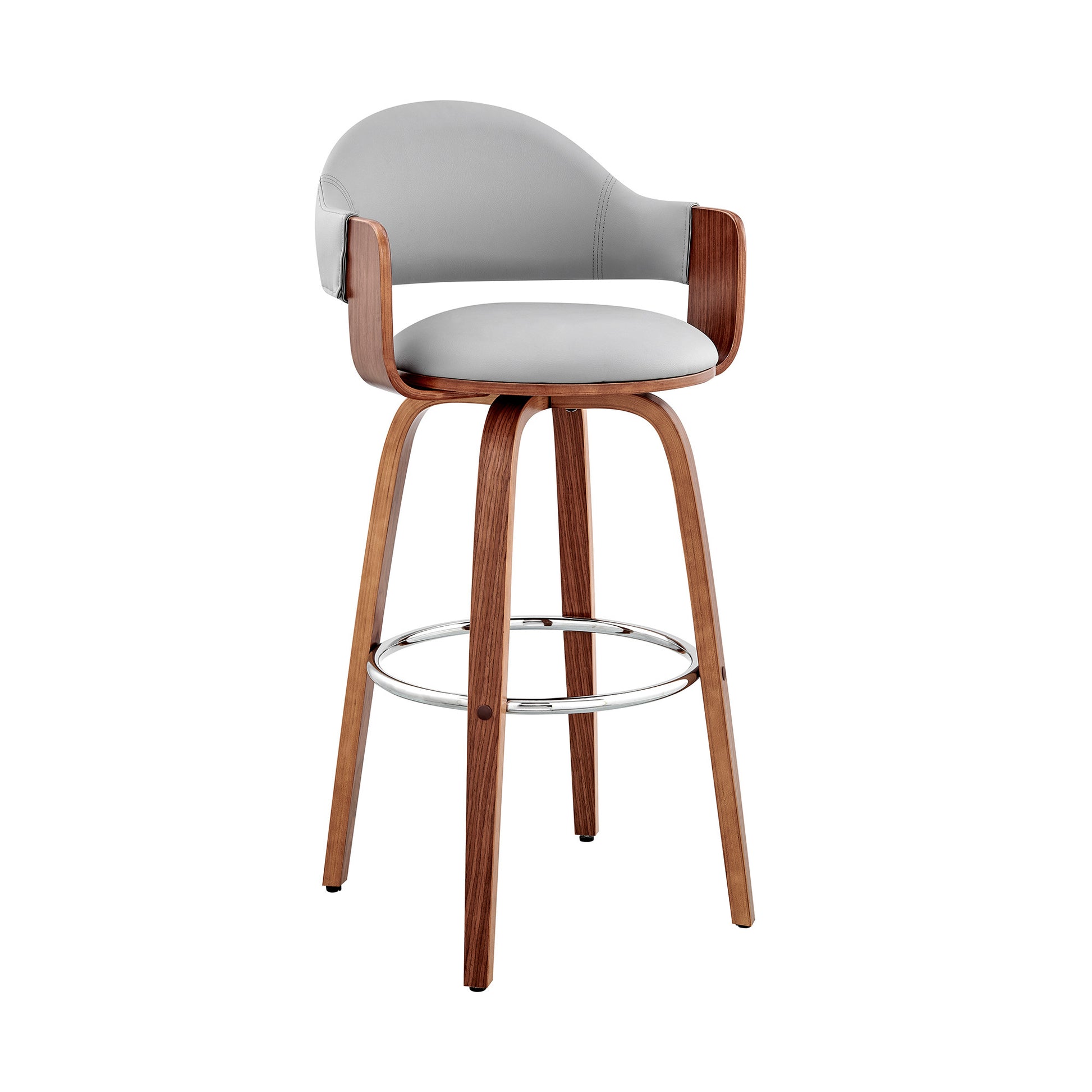 Gray And Brown Swivel Low Back Counter Height Bar Chair By Homeroots | Bar Stools | Modishstore - 1