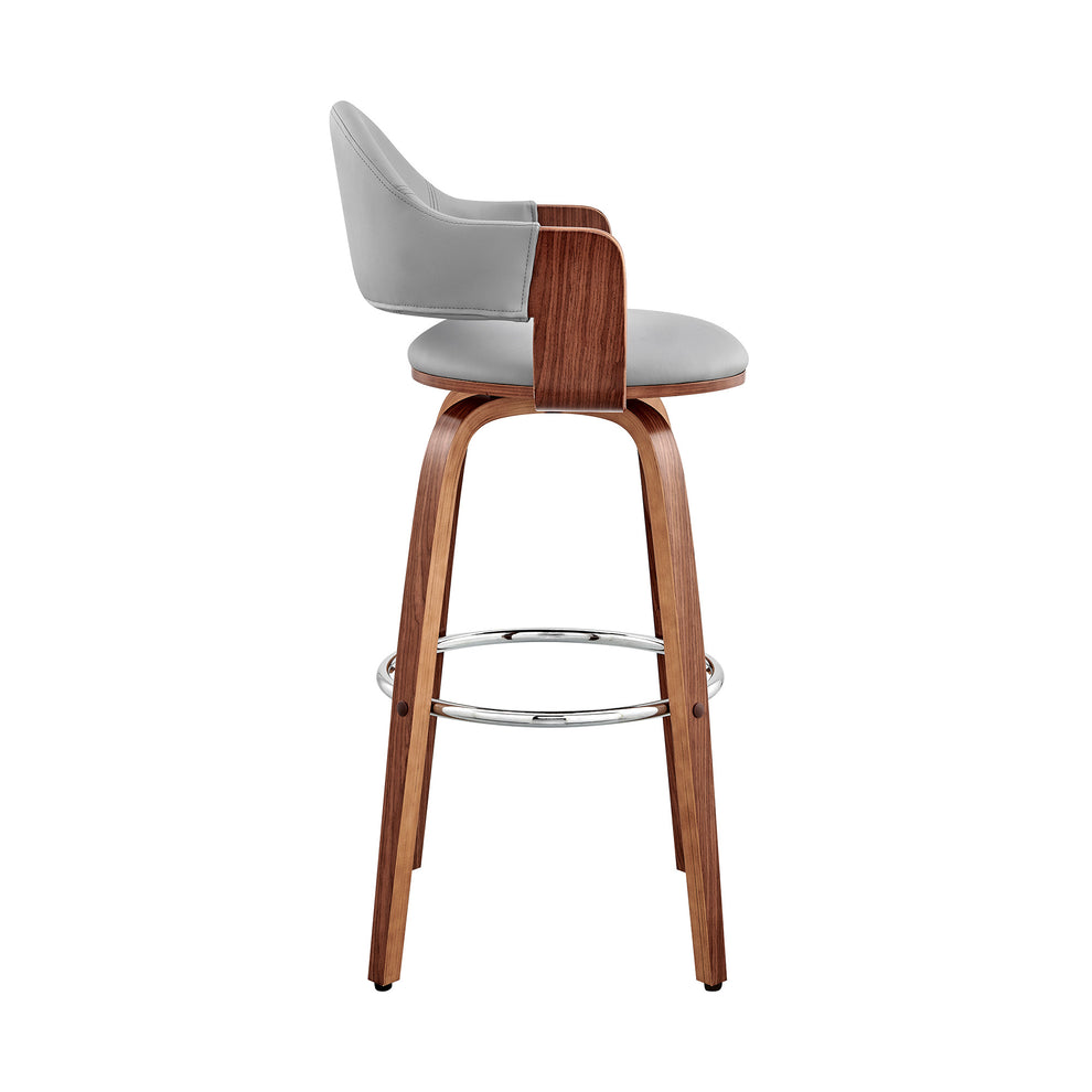Gray And Brown Swivel Low Back Counter Height Bar Chair By Homeroots | Bar Stools | Modishstore - 3