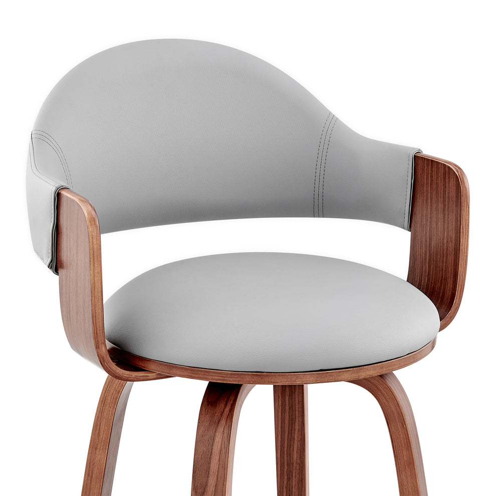 Gray And Brown Swivel Low Back Counter Height Bar Chair By Homeroots | Bar Stools | Modishstore - 7