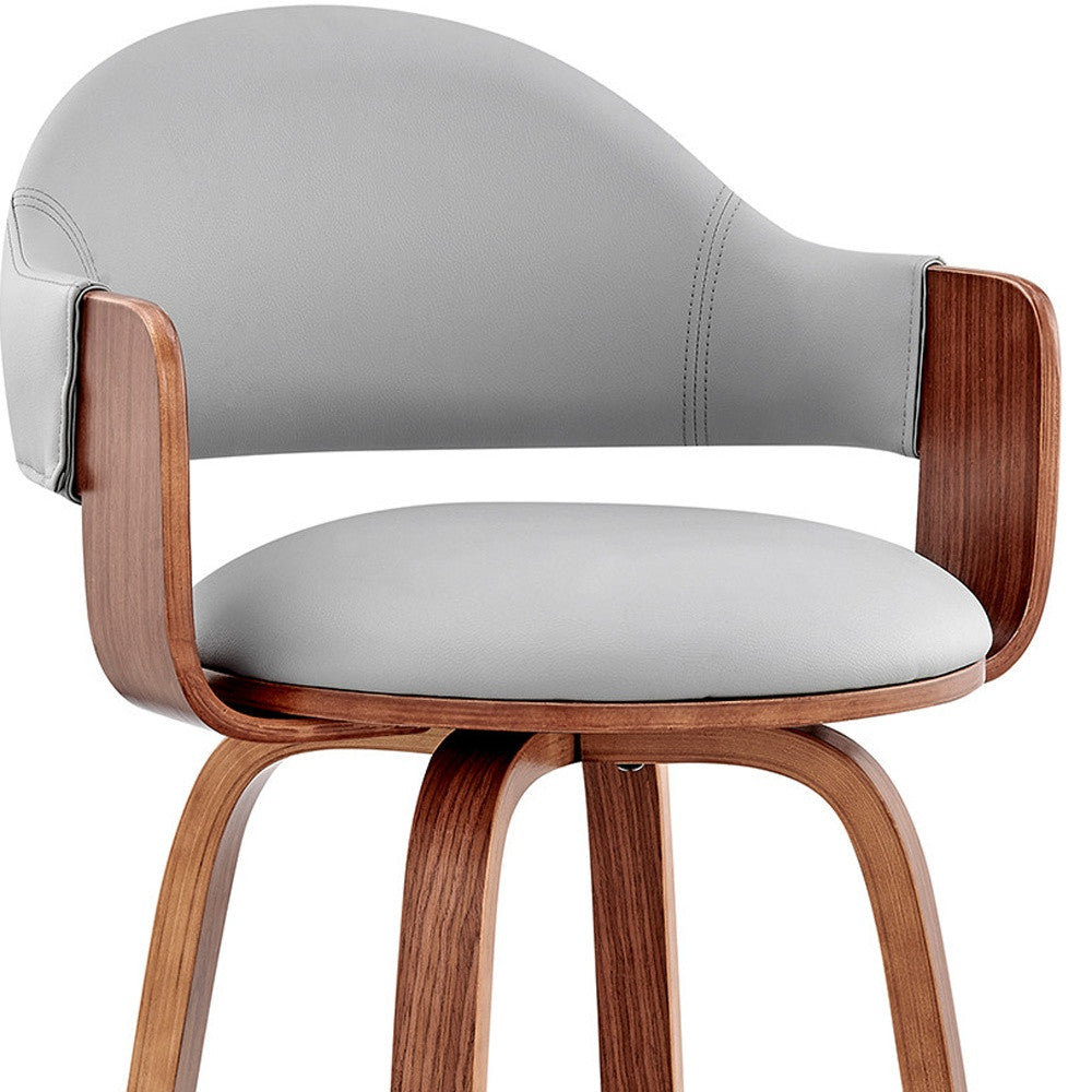 Gray And Brown Swivel Low Back Counter Height Bar Chair By Homeroots | Bar Stools | Modishstore - 4