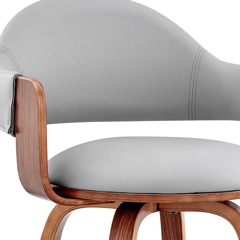 Gray And Brown Swivel Low Back Bar Height Bar Chair By Homeroots | Bar Stools | Modishstore - 6