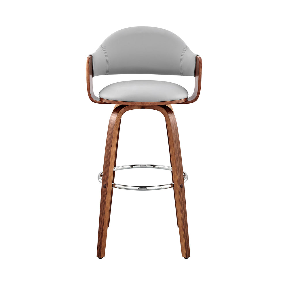Gray And Brown Swivel Low Back Bar Height Bar Chair By Homeroots | Bar Stools | Modishstore - 2