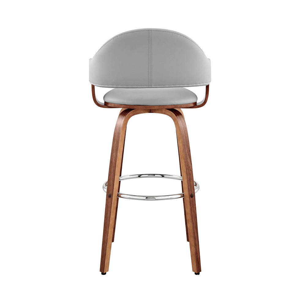 Gray And Brown Swivel Low Back Bar Height Bar Chair By Homeroots | Bar Stools | Modishstore - 5