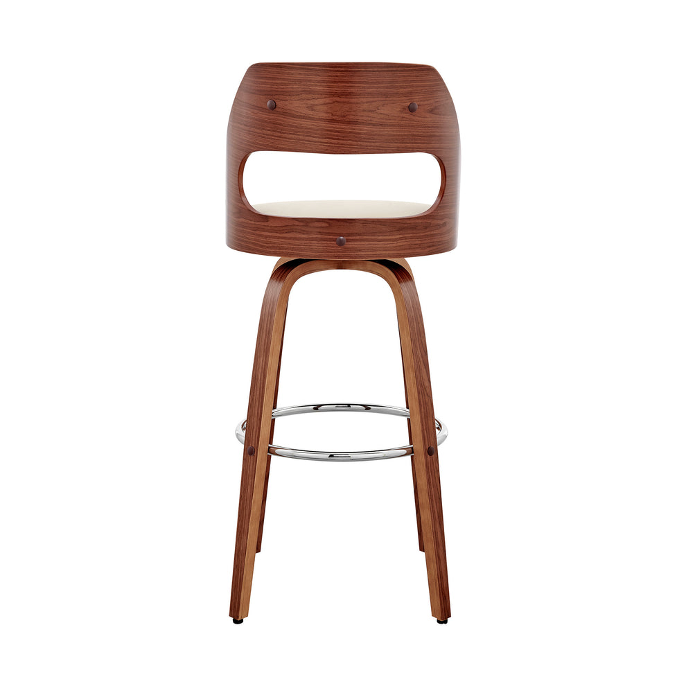 Cream And Brown Faux Leather Swivel Counter Height Bar Chair By Homeroots | Bar Stools | Modishstore - 6