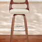 Cream and Brown Faux Leather Swivel Bar Chair By Homeroots | Bar Stools | Modishstore - 1