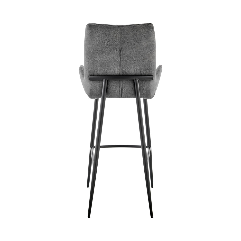Charcoal And Black Iron Counter Height Bar Chair By Homeroots | Bar Stools | Modishstore - 4