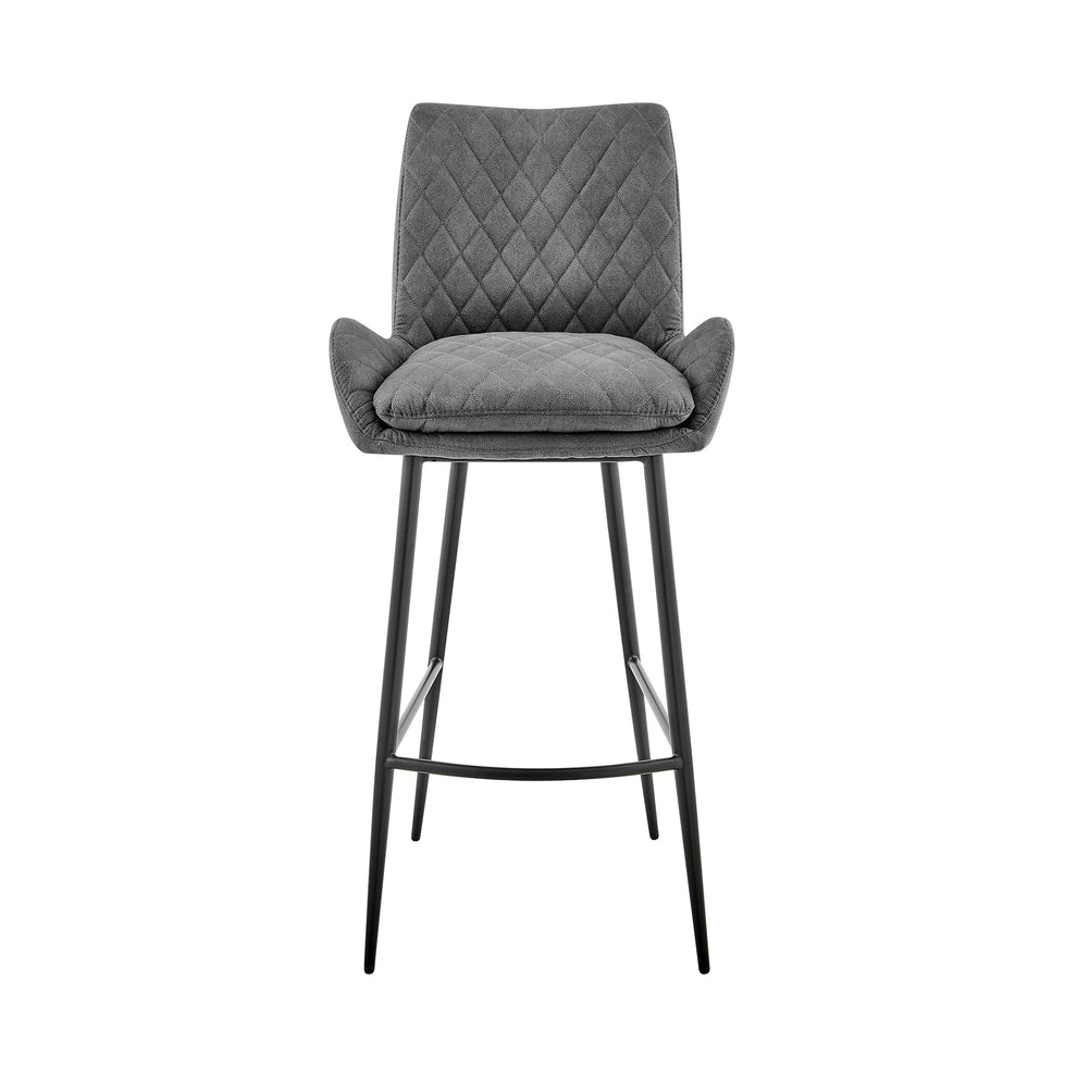 Charcoal And Black Iron Counter Height Bar Chair By Homeroots | Bar Stools | Modishstore - 6