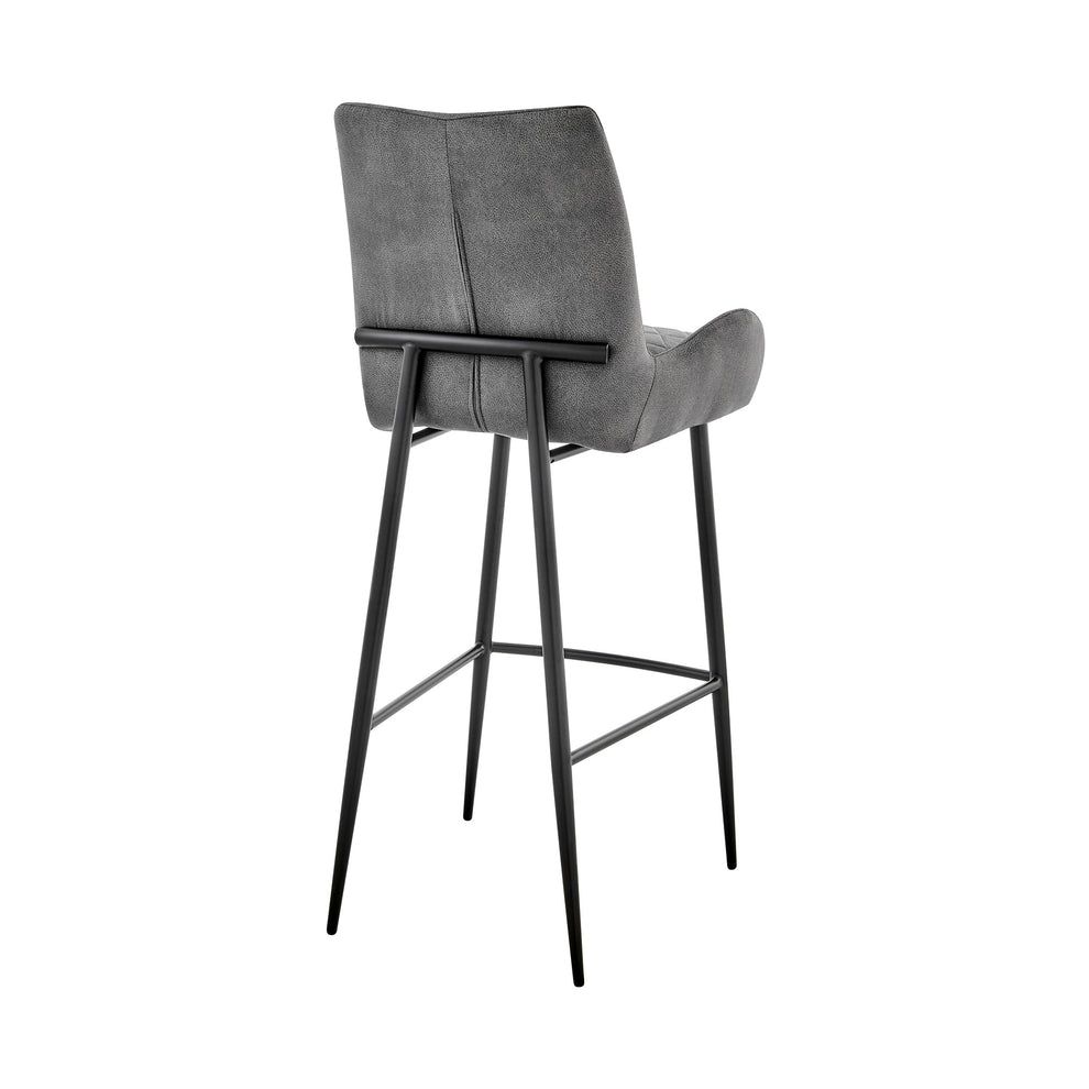 Charcoal And Black Iron Counter Height Bar Chair By Homeroots | Bar Stools | Modishstore - 2