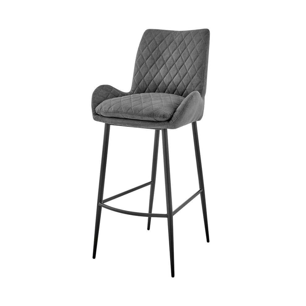 Charcoal And Black Iron Counter Height Bar Chair By Homeroots | Bar Stools | Modishstore - 5