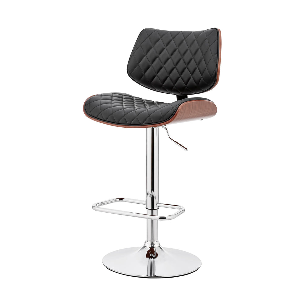 Cream And Silver Faux Leather And Iron Swivel Low Back Adjustable Height Bar Chair By Homeroots | Bar Stools | Modishstore - 7