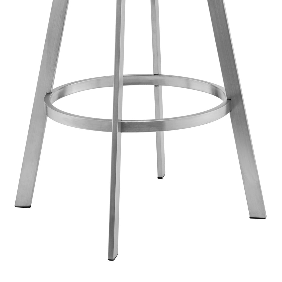 Gray and Silver Faux Leather and Iron Low Back Counter Height Swivel Bar Chair By Homeroots | Bar Stools | Modishstore - 6