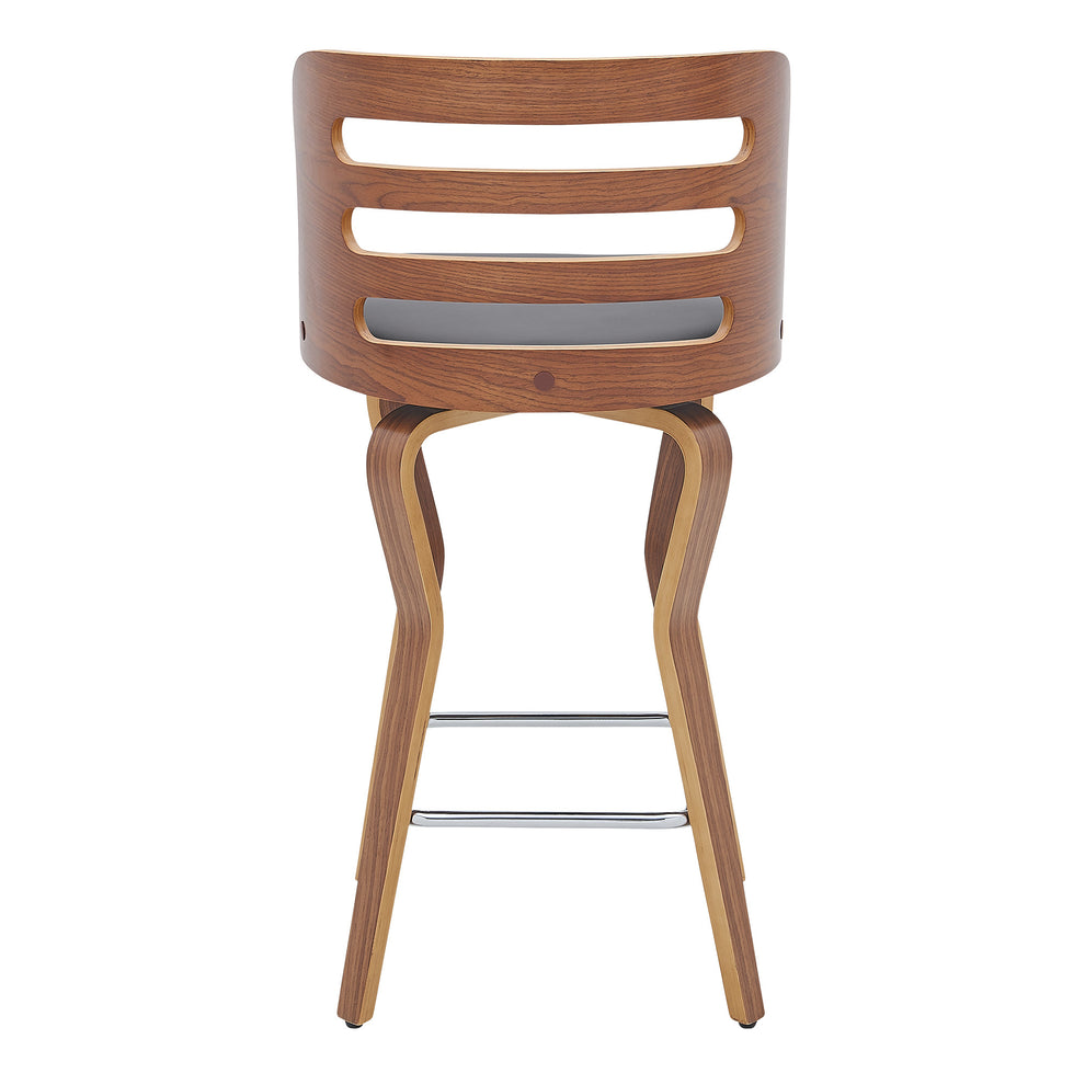 Gray and Brown Faux Leather Low Back Counter Height Swivel Bar Chair By Homeroots | Bar Stools | Modishstore - 4