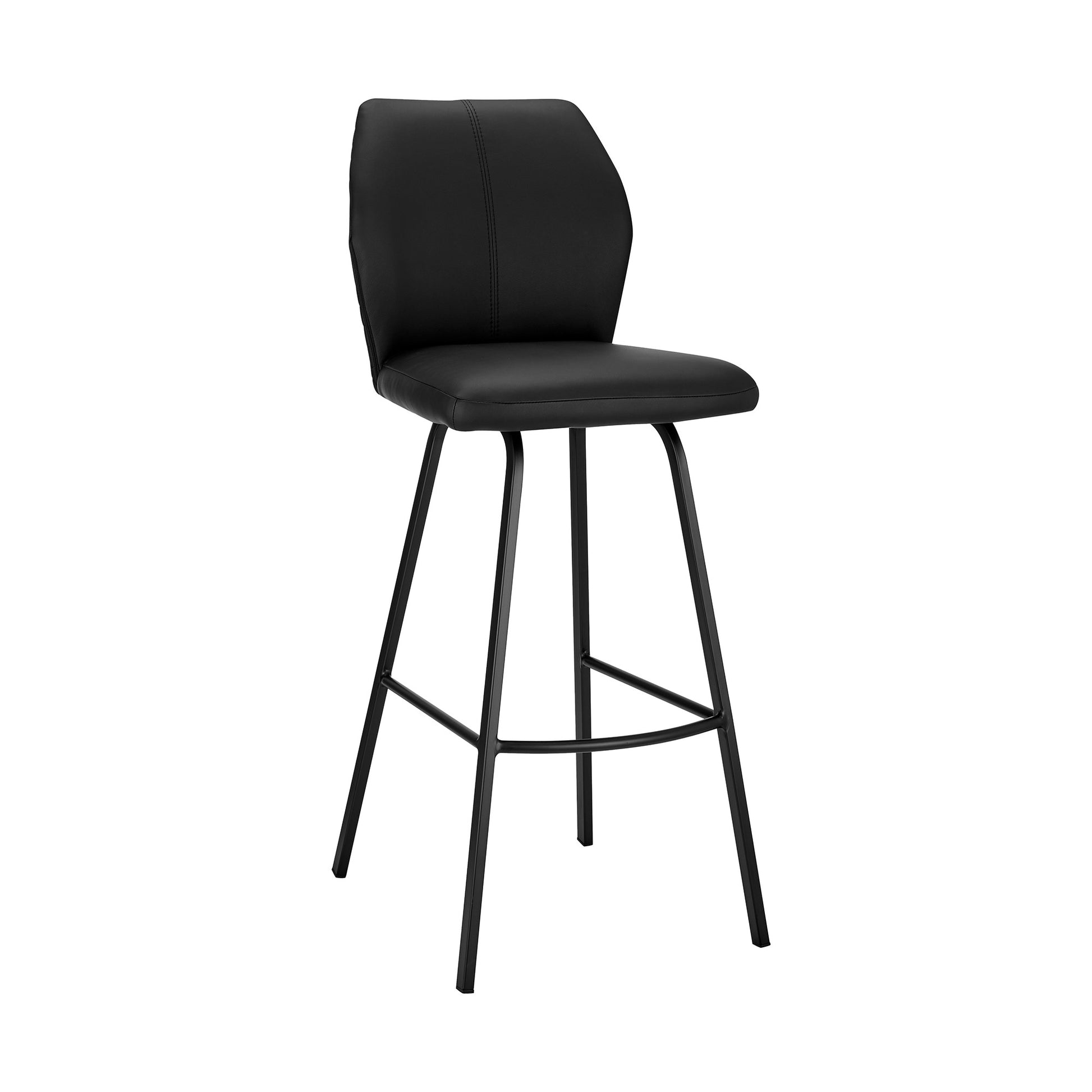Black Faux Leather and Iron Counter Height Bar Chair By Homeroots | Bar Stools | Modishstore - 1