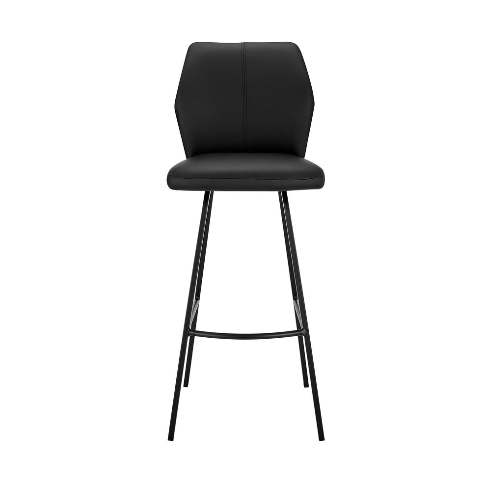 Black Faux Leather and Iron Counter Height Bar Chair By Homeroots | Bar Stools | Modishstore - 5