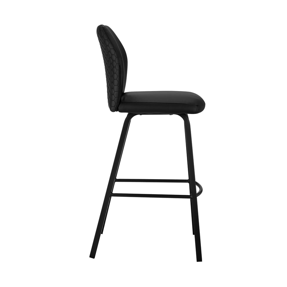 Black Faux Leather and Iron Counter Height Bar Chair By Homeroots | Bar Stools | Modishstore - 6
