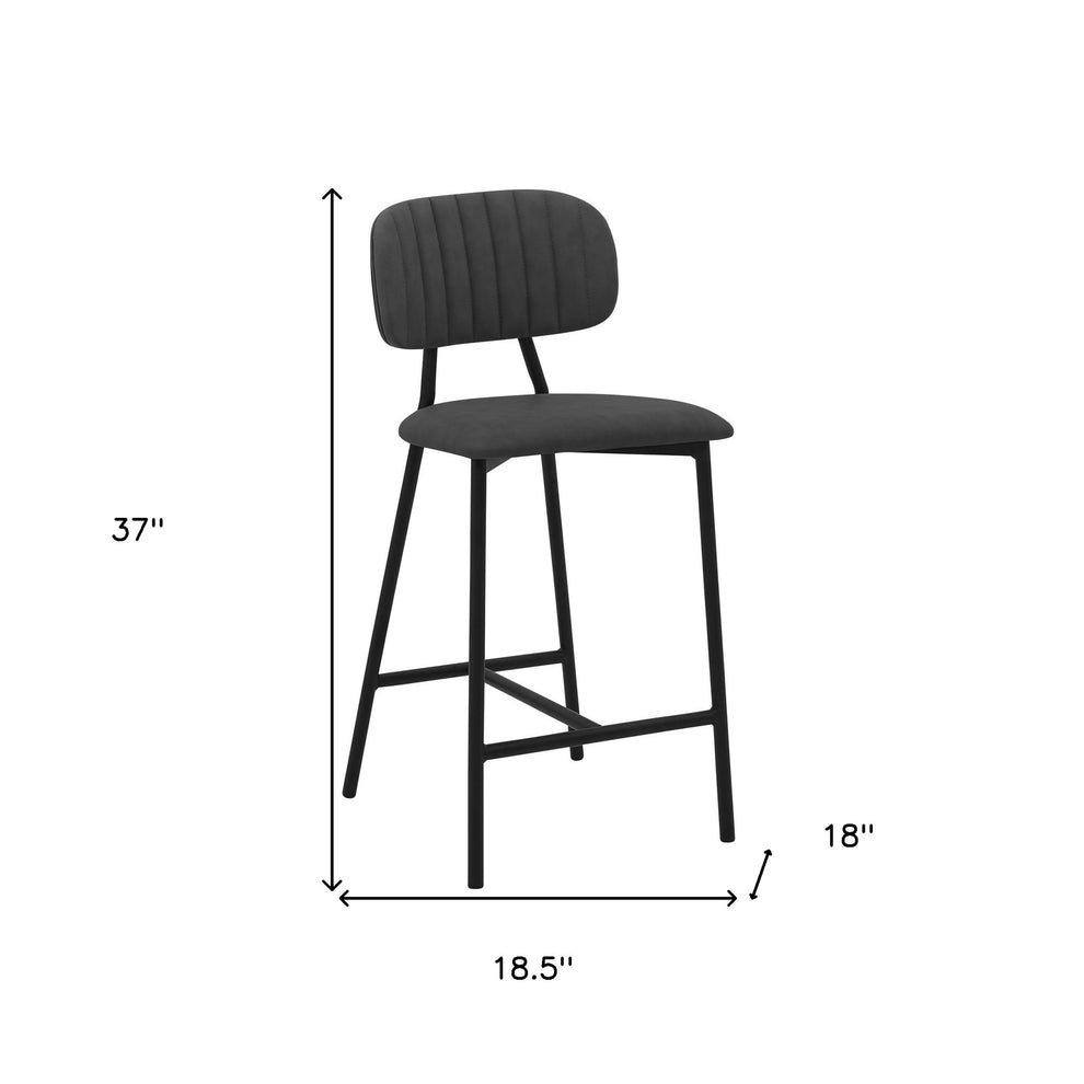 Gray and Black Faux Leather and Iron Low Back Counter Height Bar Chair By Homeroots | Bar Stools | Modishstore - 4