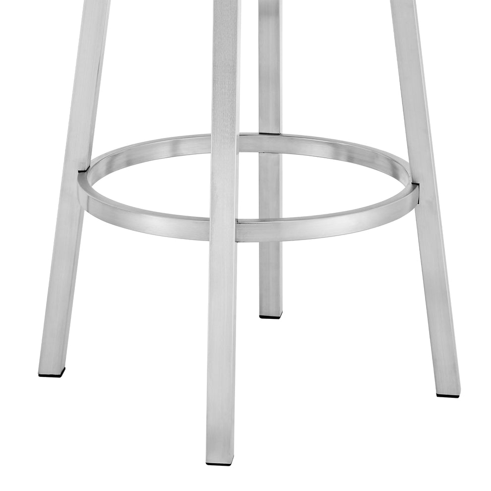 Blue and Silver Faux Leather and Stainless Steel Low Back Counter Height Swivel Bar Chair By Homeroots | Bar Stools | Modishstore - 8