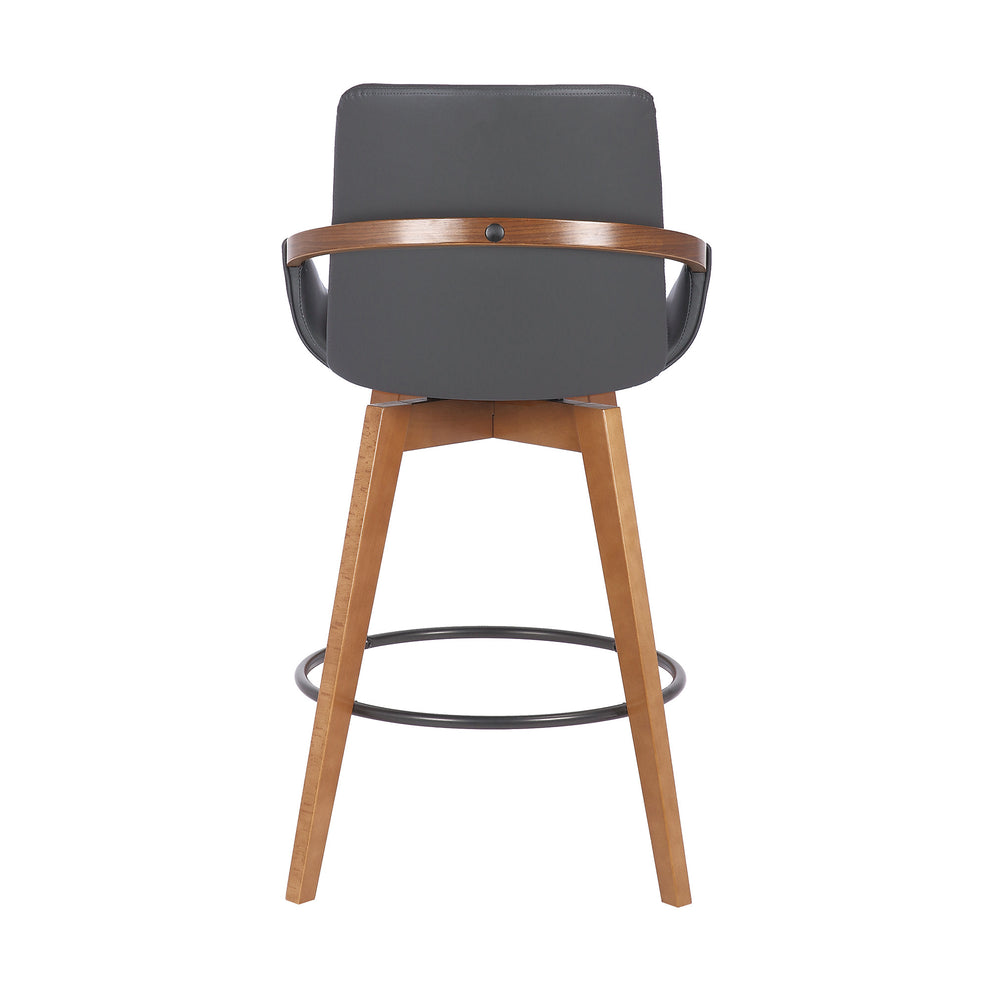Gray And Brown Iron Swivel Counter Height Bar Chair By Homeroots | Bar Stools | Modishstore - 8