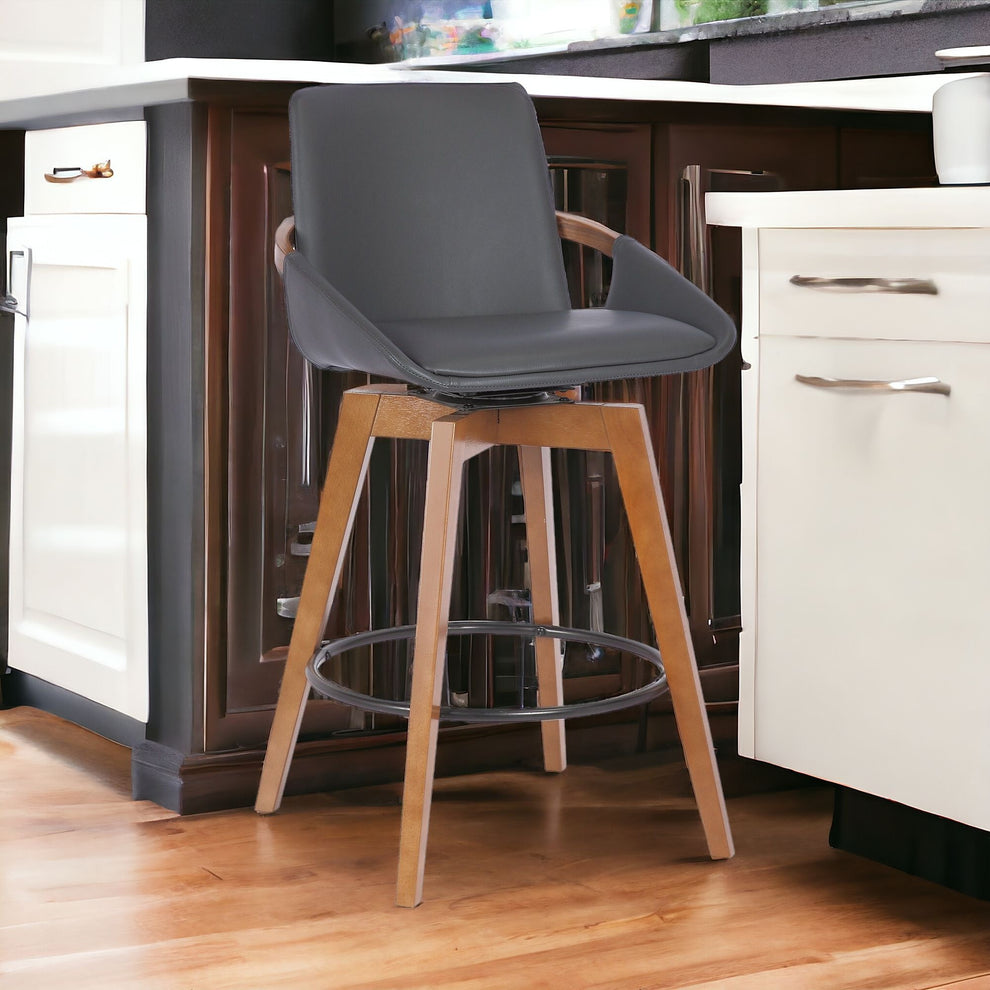 Gray And Brown Iron Swivel Counter Height Bar Chair By Homeroots | Bar Stools | Modishstore - 2