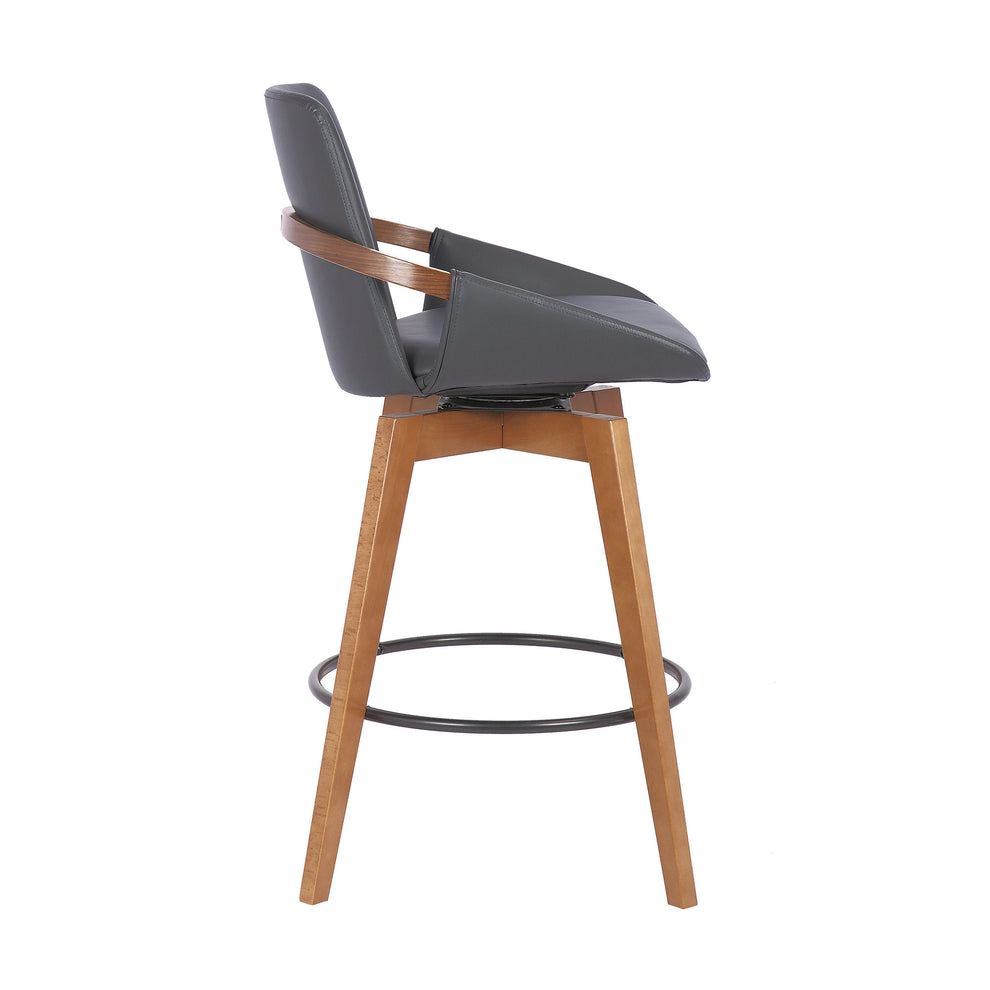 Gray And Brown Iron Swivel Counter Height Bar Chair By Homeroots | Bar Stools | Modishstore - 5
