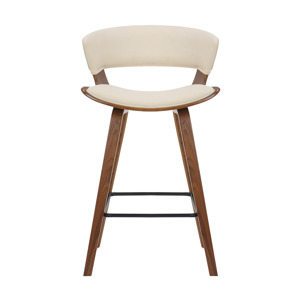 Cream And Brown Iron Low Back Counter Height Bar Chair By Homeroots | Bar Stools | Modishstore - 3