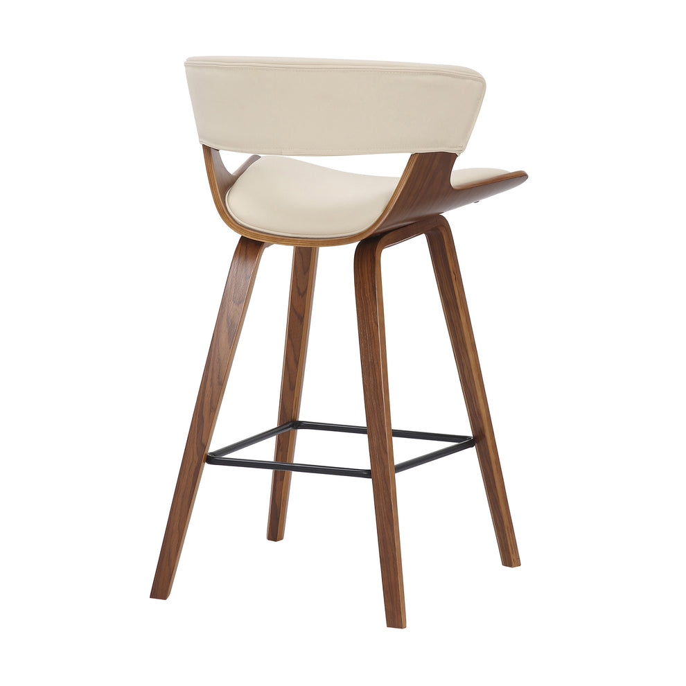 Cream And Brown Iron Low Back Counter Height Bar Chair By Homeroots | Bar Stools | Modishstore - 6