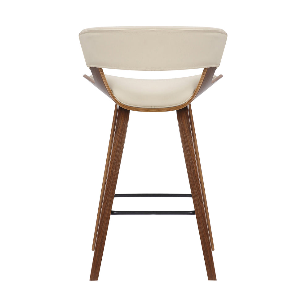 Cream And Brown Iron Low Back Counter Height Bar Chair By Homeroots | Bar Stools | Modishstore - 5