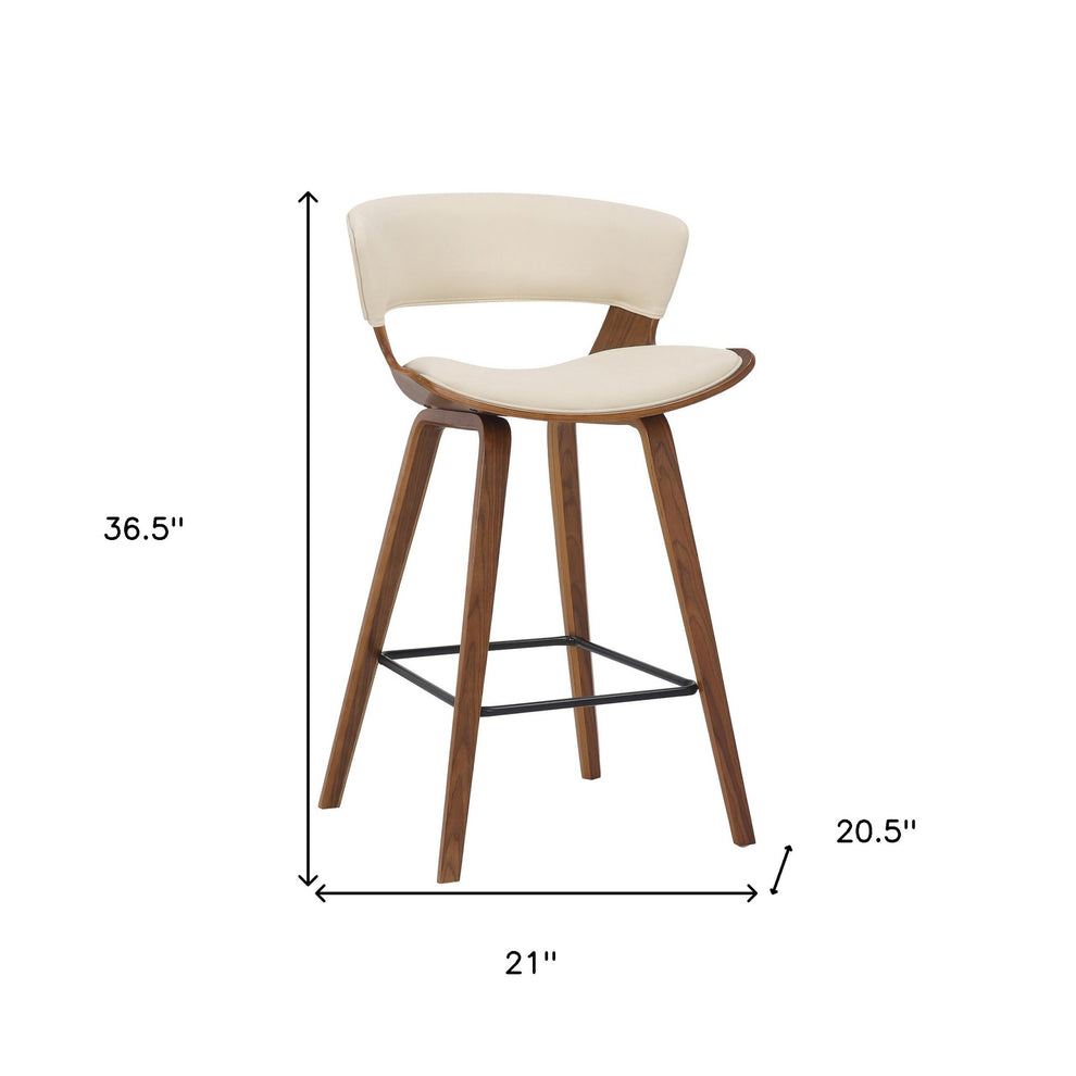 Cream And Brown Iron Low Back Counter Height Bar Chair By Homeroots | Bar Stools | Modishstore - 7