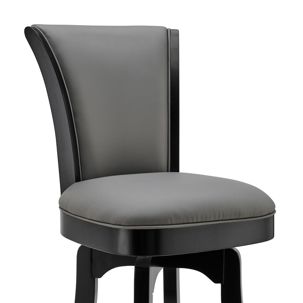 Gray and Black Faux Leather and Iron Counter Height Swivel Bar Chair By Homeroots | Bar Stools | Modishstore - 8
