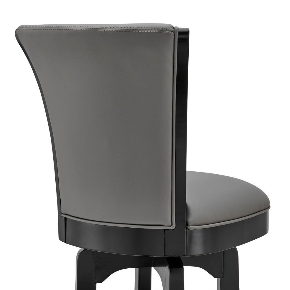 Gray and Black Faux Leather and Iron Counter Height Swivel Bar Chair By Homeroots | Bar Stools | Modishstore - 6