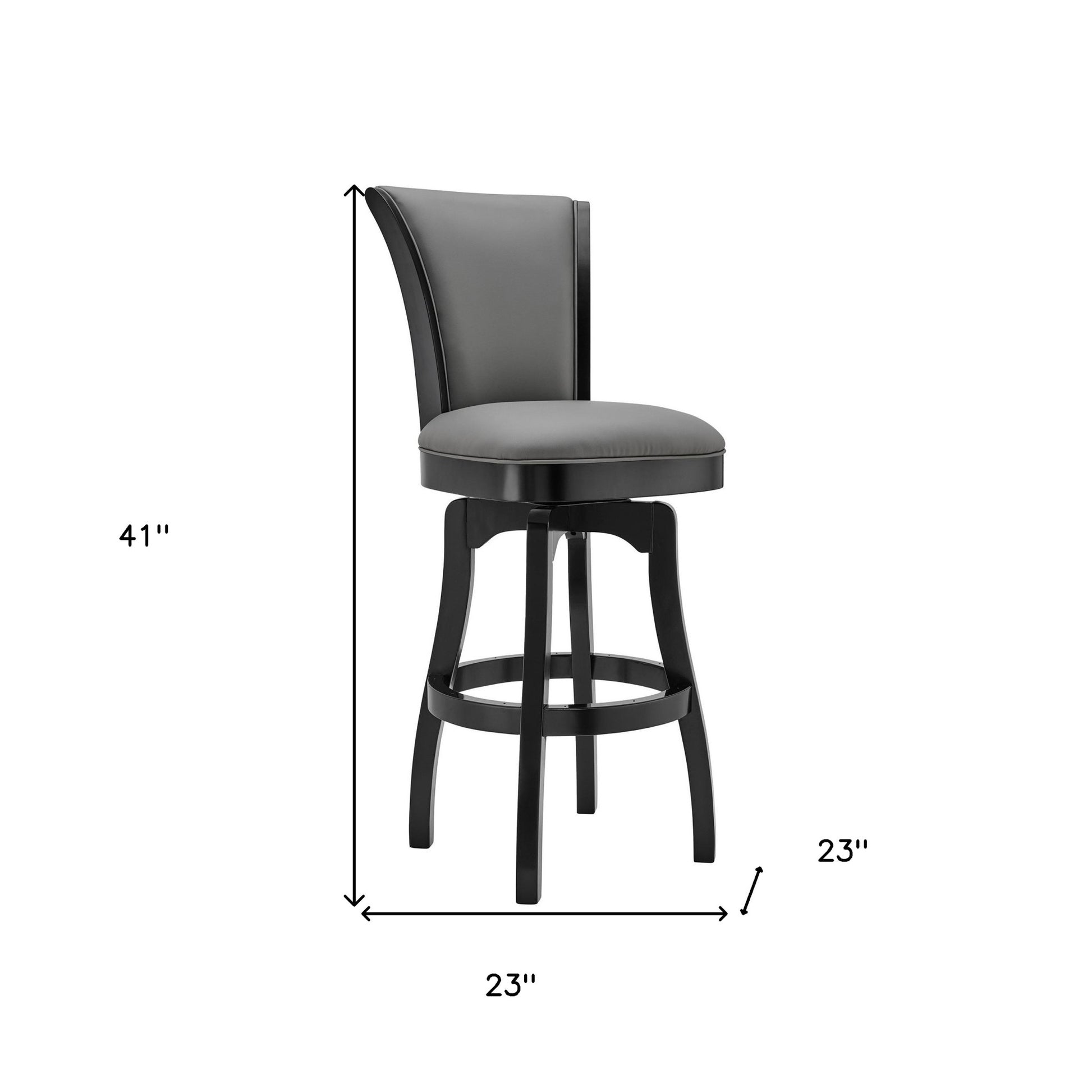 Gray and Black Faux Leather and Iron Counter Height Swivel Bar Chair By Homeroots | Bar Stools | Modishstore - 7