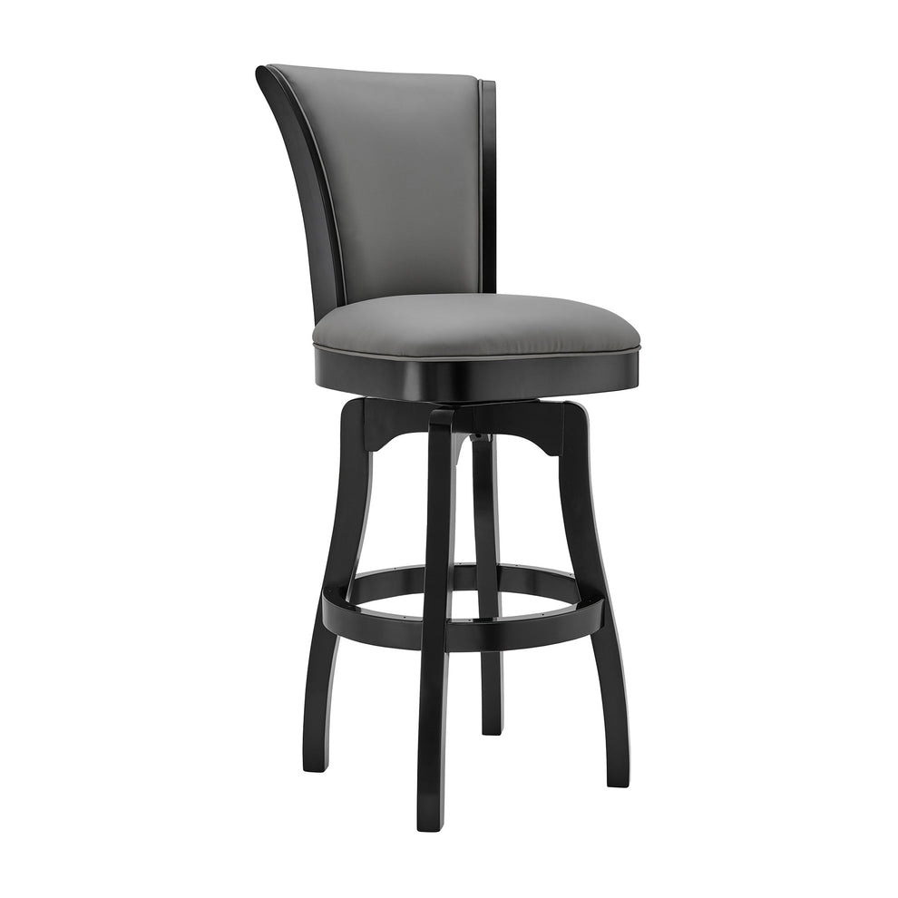 Gray and Black Faux Leather and Iron Counter Height Swivel Bar Chair By Homeroots | Bar Stools | Modishstore - 2