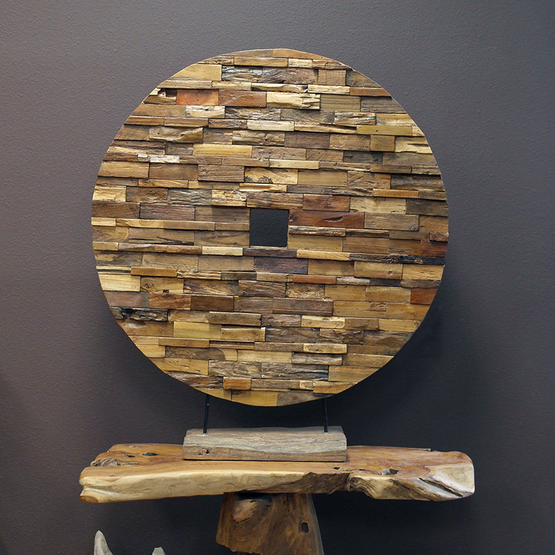Recycled Teak Blocks Stand By Garden Age Supply | Sculptures | Modishstore - 1