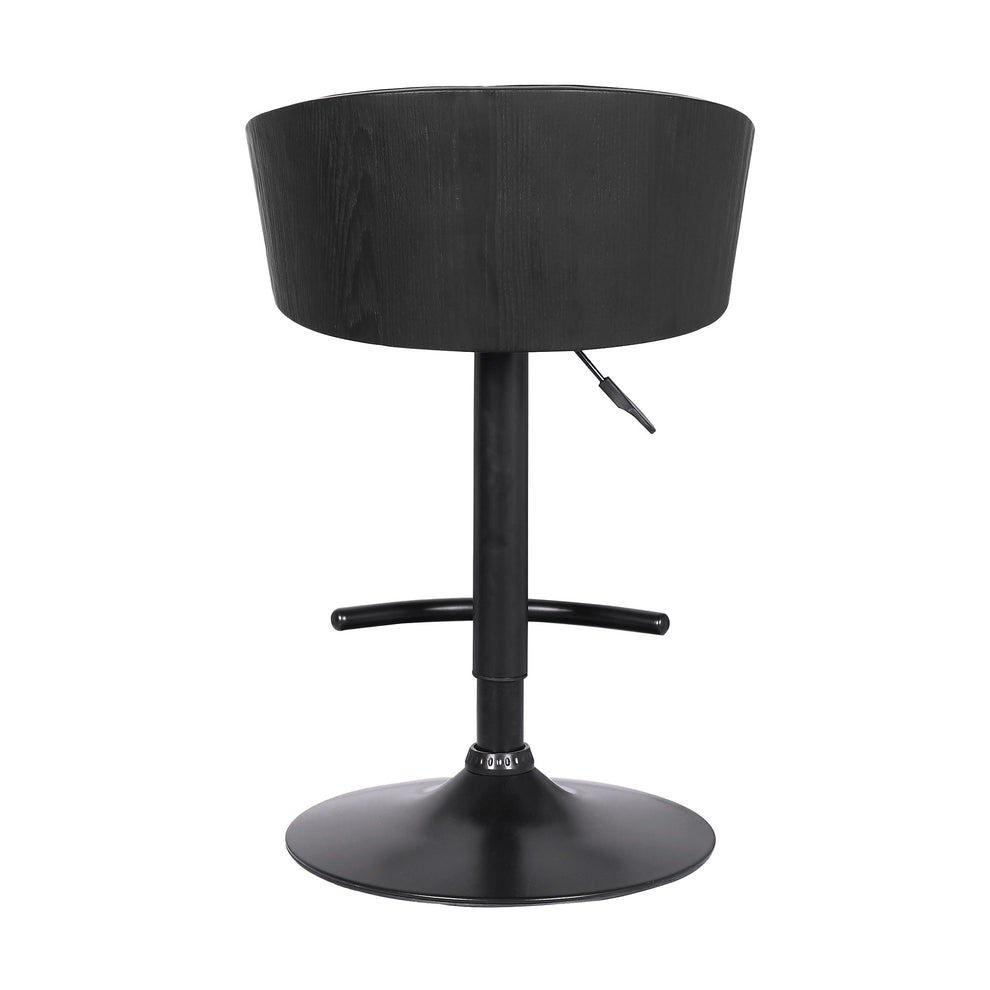 Black Iron Faux Leather and Fabric Low Back Adjustable Height Swivel Bar Chair By Homeroots | Bar Stools | Modishstore - 5
