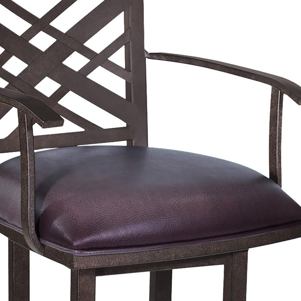 Brown Faux Leather And Iron Counter Height Bar Chair By Homeroots | Bar Stools | Modishstore - 6