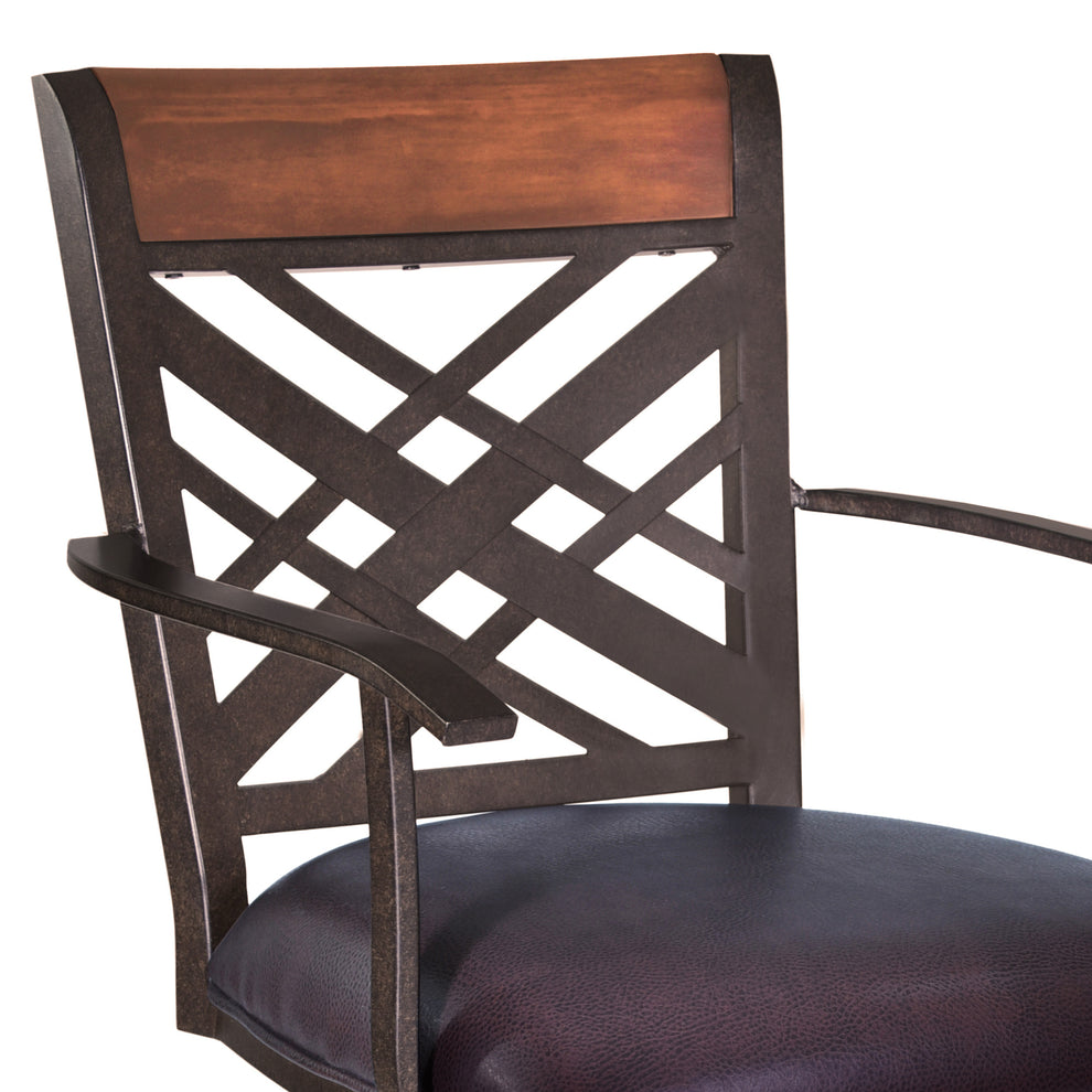 Brown Faux Leather And Iron Bar Height Bar Chair By Homeroots | Bar Stools | Modishstore - 4