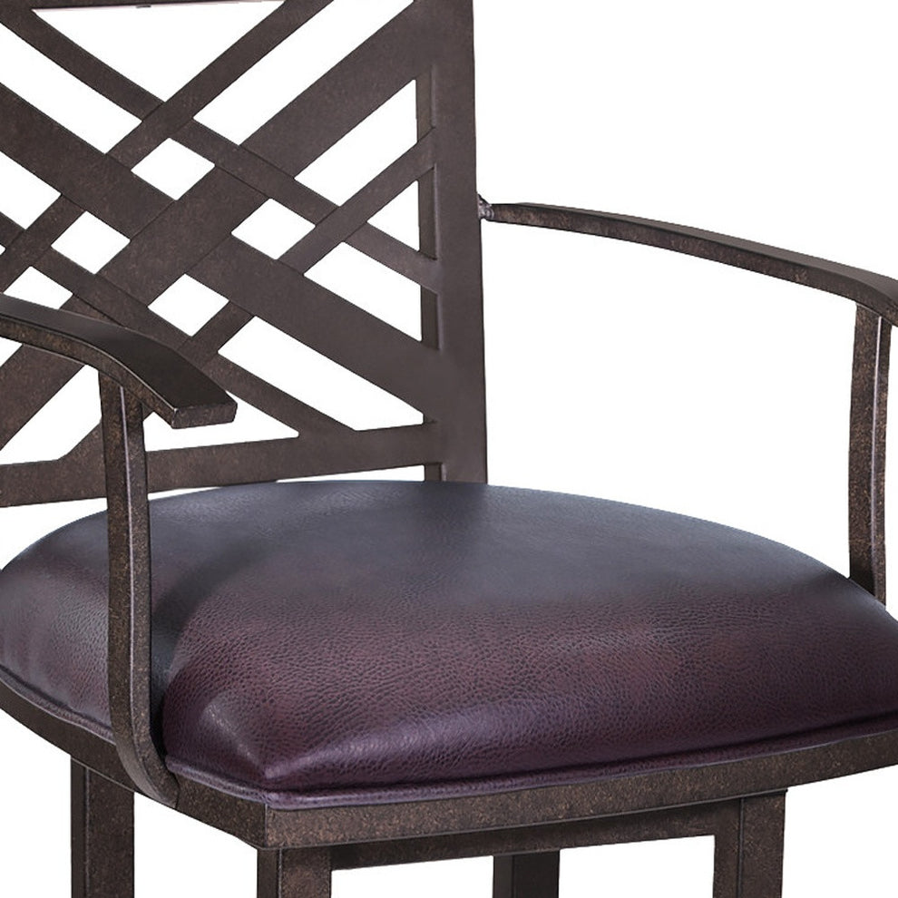 Brown Faux Leather And Iron Bar Height Bar Chair By Homeroots | Bar Stools | Modishstore - 6