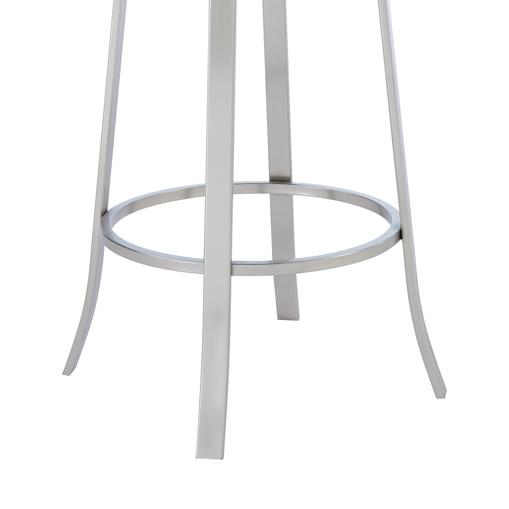 Gray And Silver Faux Leather And Iron Swivel Bar Height Bar Chair By Homeroots | Bar Stools | Modishstore - 4