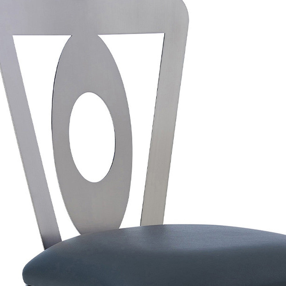 Gray And Silver Faux Leather And Iron Swivel Bar Height Bar Chair By Homeroots | Bar Stools | Modishstore - 7