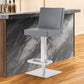 Gray and Silver Faux Leather and Iron Adjustable Height Swivel Bar Chair By Homeroots | Bar Stools | Modishstore - 1