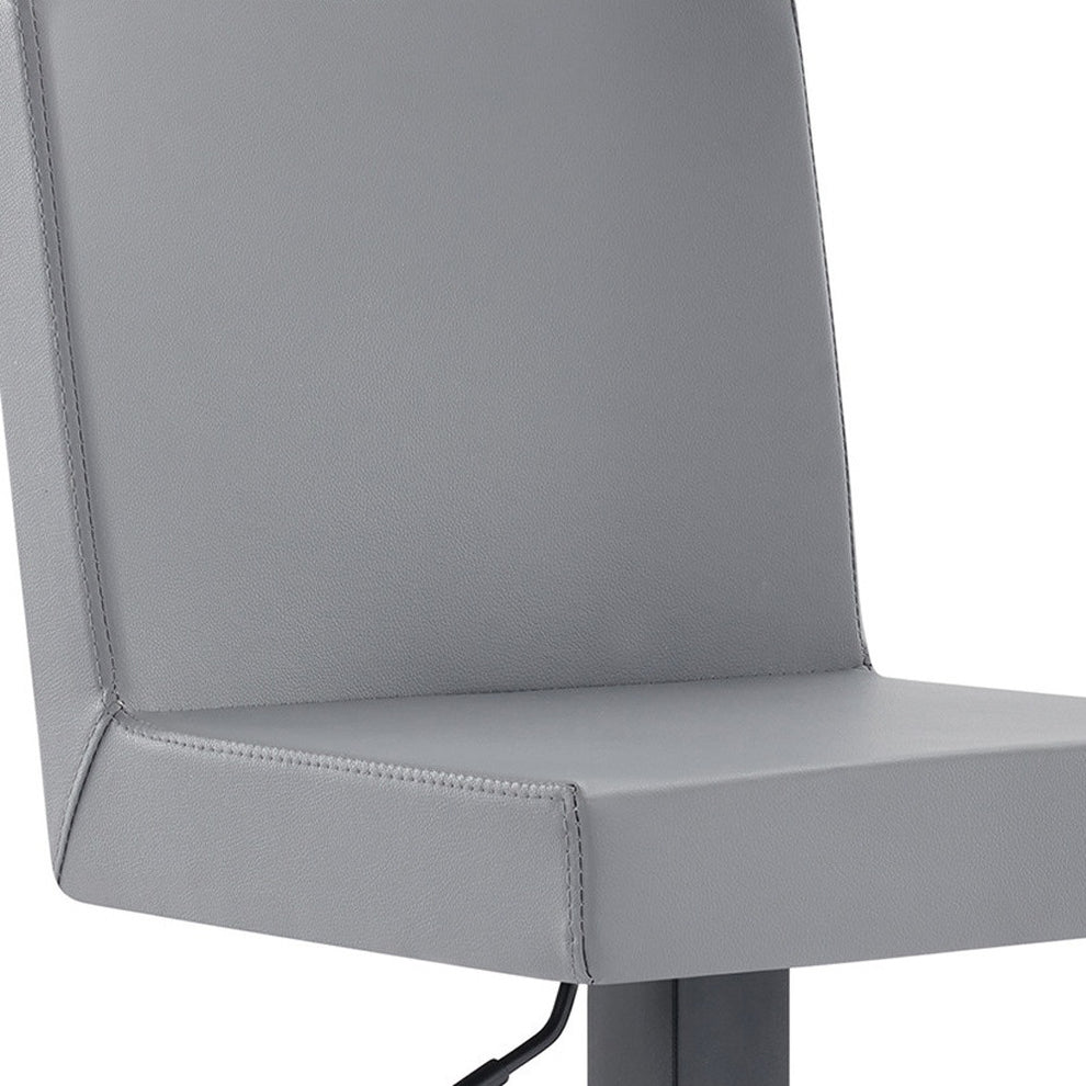 Gray And Black Faux Leather And Iron Swivel Adjustable Height Bar Chair By Homeroots | Bar Stools | Modishstore - 6